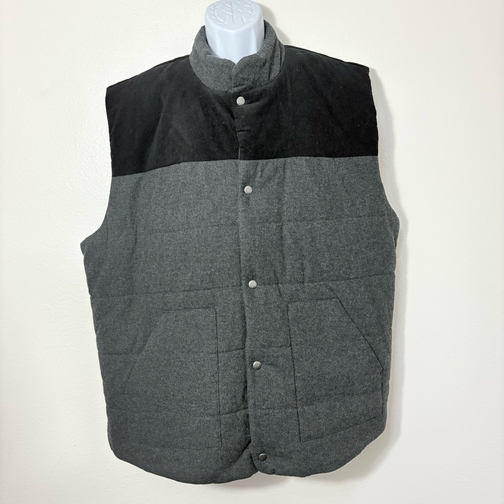 Mutual Weave Men's Grey W/Black Corduroy Yolk Vest Front Pockets SzXXL Layering